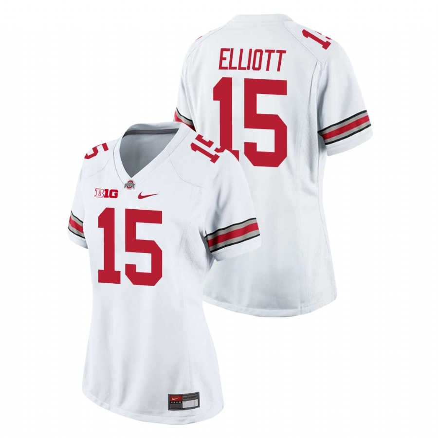 Ohio State Buckeyes Women's NCAA Ezekiel Elliott #15 White Game College Football Jersey LLH1349VM